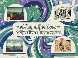 Illustration of -ed/-ing adjectives – Adjectives from verbs